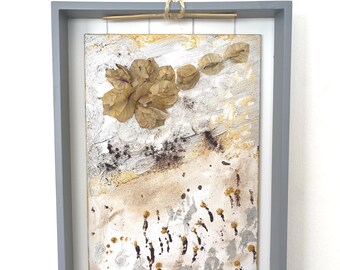 ORIGINAL "Arrival of the Gladiolus" – Hand-painted or hand-designed with colors and natural materials 20 x 30 cm + frame, 2025 Montenegro