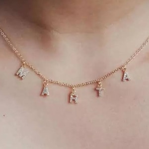 Custom crystal necklace Crystal Necklace Letter Number Necklace-Custom Diamond Dangling Letters Name Choker mothers day gift Cheap Jewelry