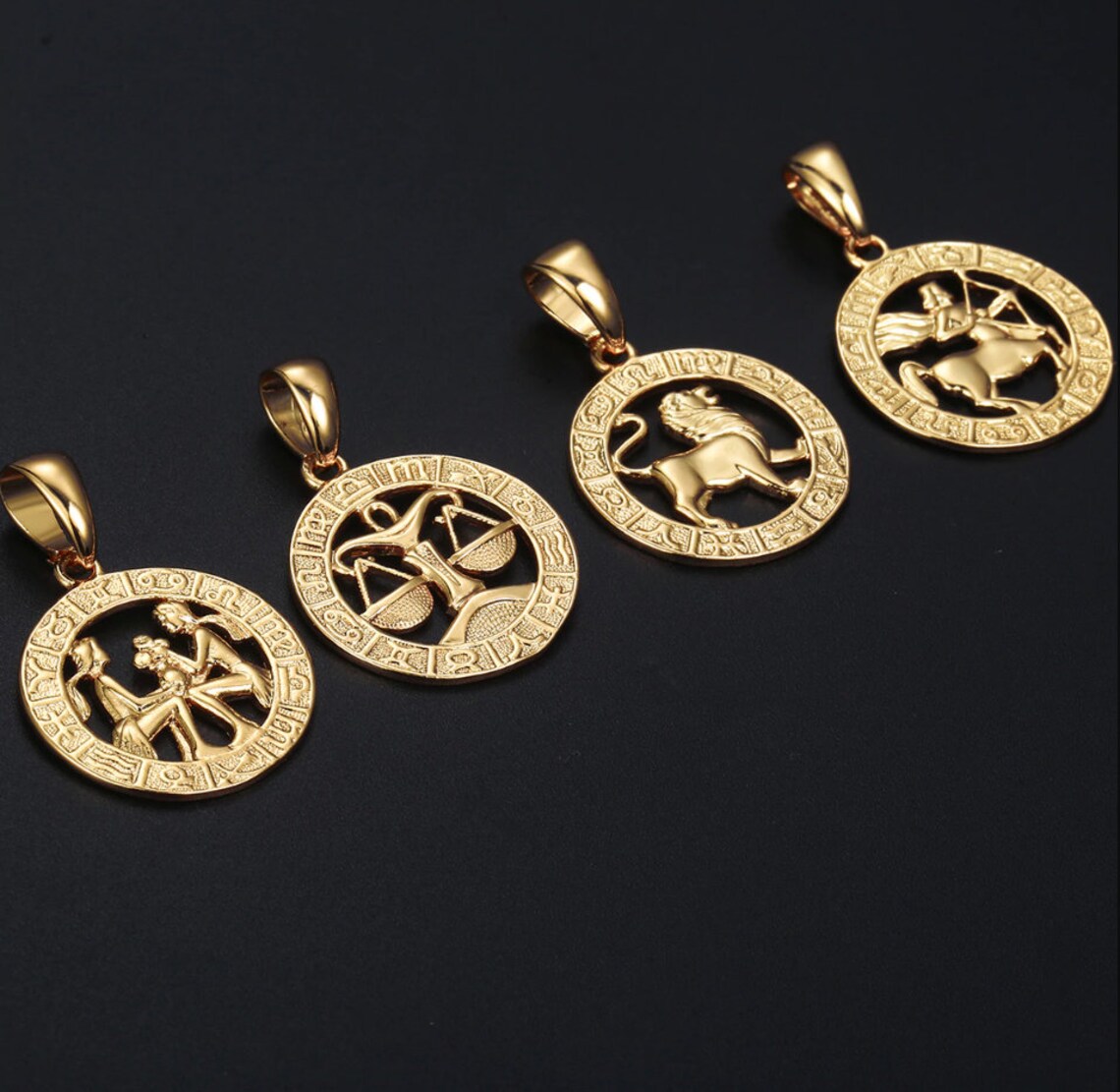 Zodiac Necklace Gold Filled Horoscope Sign Symbols Custom Etsy