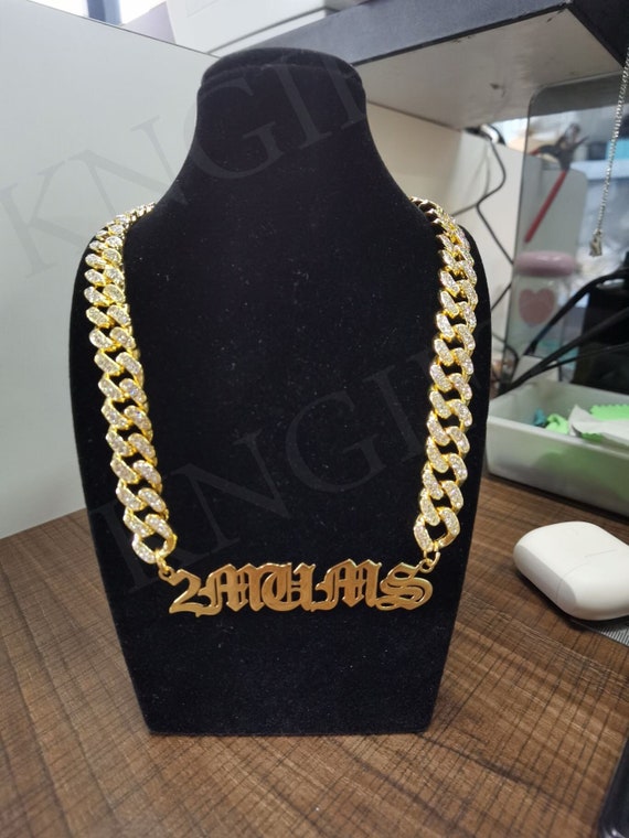Iced Cuban Link Chain Custom Necklace White Gold Cuban Gold Plated