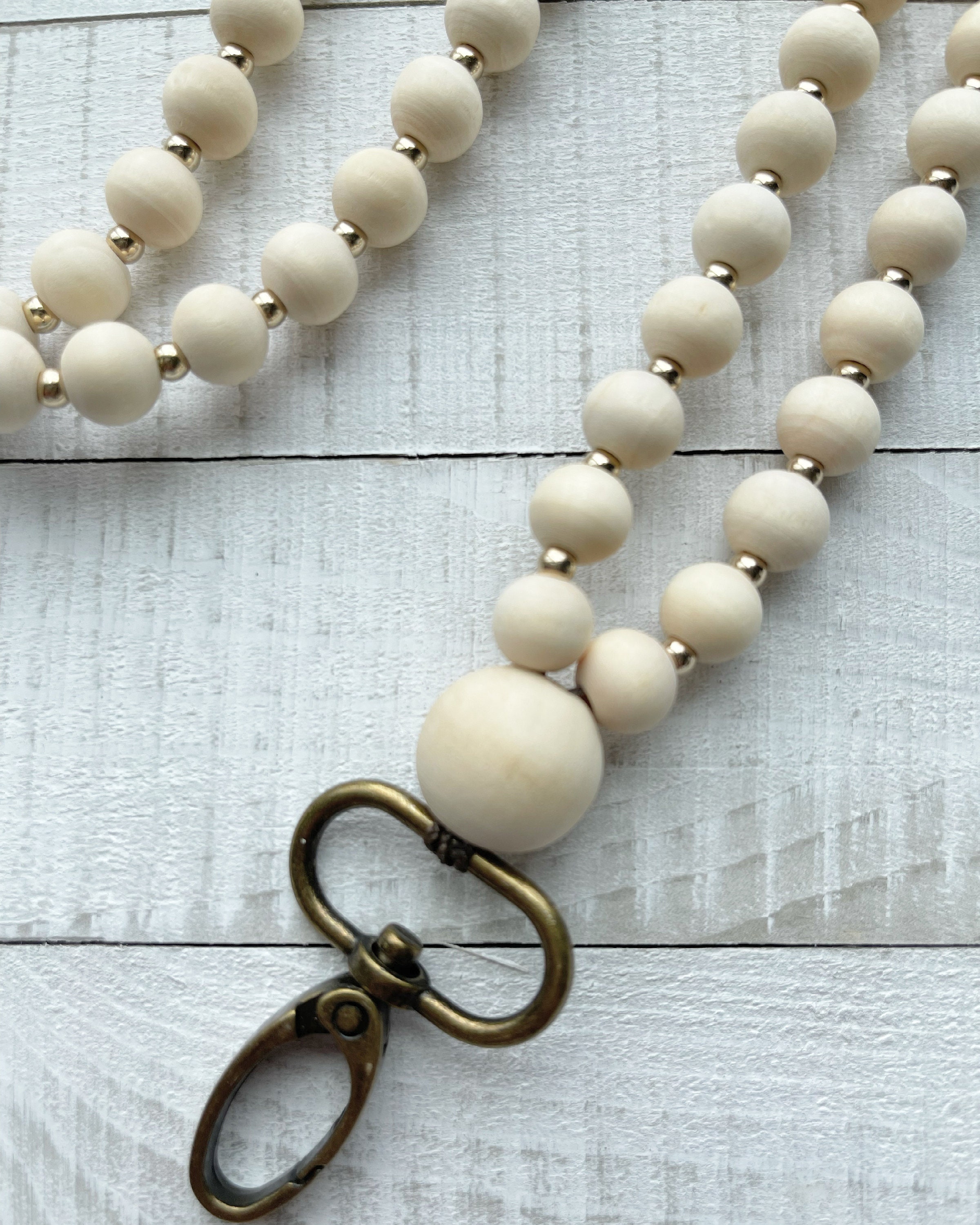 Zaylee Wood Bead Lanyard Boho Lanyard Wood Beads Badge | Etsy