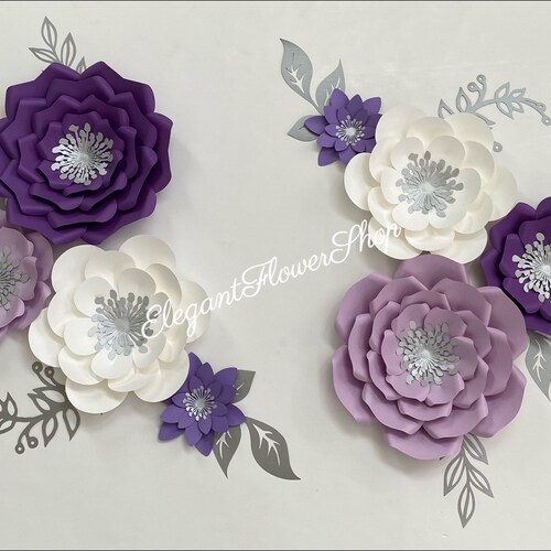Purple and Teal Paper Flowers Wall Decor Nursery Wall Decor Etsy