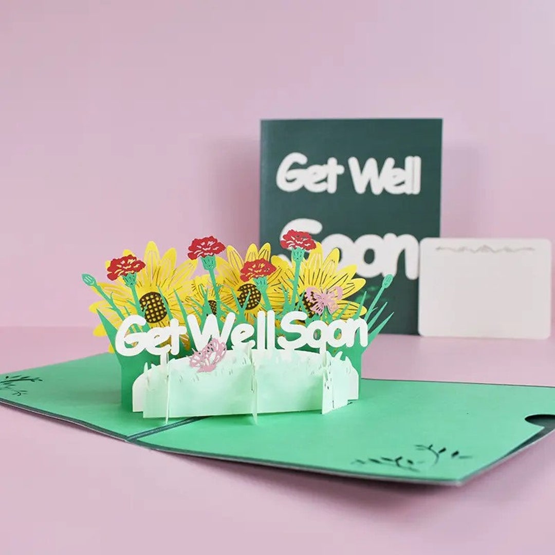 Handmade 3D Get Well Pop up Card - Etsy UK