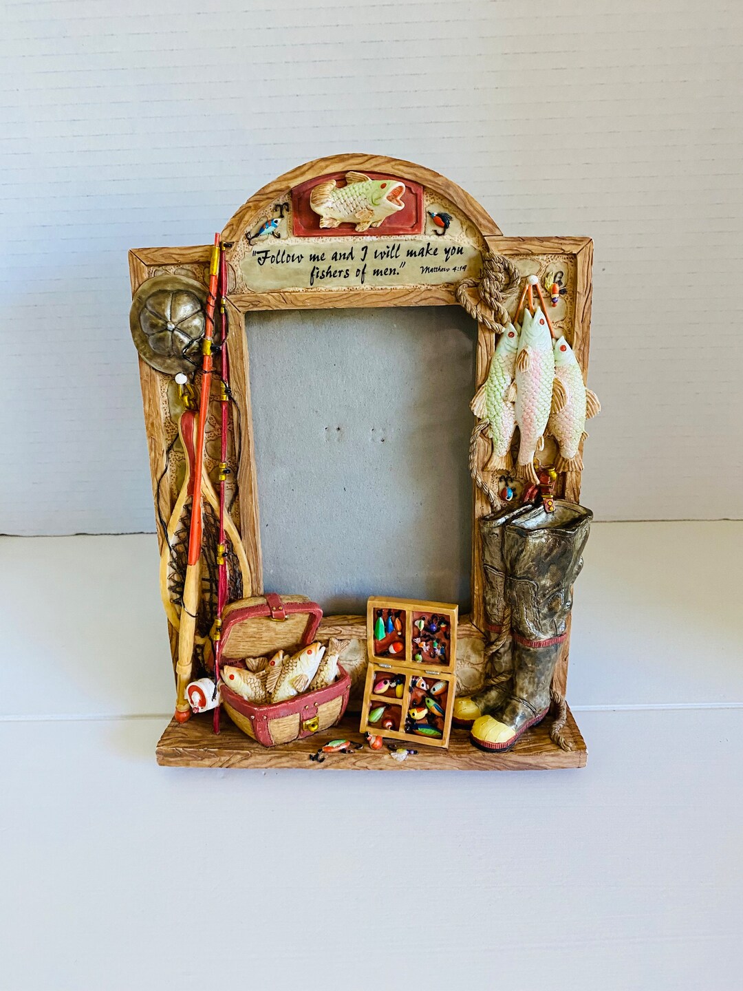 1980s Picture Fishing Picture Frame Fisherman Photo Frame Etsy