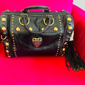 Gucci Babouska Handbag Brown Large Studded Leather Suede Bag Boston Tassel Gucci With Tags Never Used Vintage Gucci Purse
