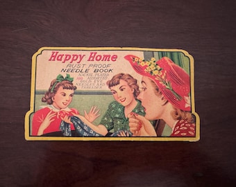 Happy Home Rust Proof Needle Book Gold Eye Needles Vintage 1950&#39;s - 1960&#39;s Era - Sewing Crafting Quilting
