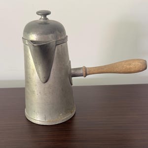 Pewter Individual Side Handled Coffee Chocolate Milk Pot Vintage Kettle Lidded Kettle By Trade Continental Mark 1960s Farmhouse Charm