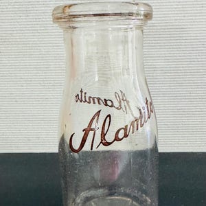 1940&#39;s Alamito Pyro Cream Milk Bottle Half Pint Creamer Bottle Omaha Nebraska USA Dairy Bottle Rare Find!!!