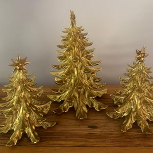 Vintage Gold Glitter Christmas Tree Set: Tabletop Holiday Decor