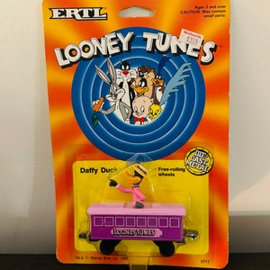 1980's Looney Tunes Daffy Duck Passenger Car Free Rolling Wheels  ERTL No. 2711 Die Cast Metal Vehicle Warner Bros Cartoons Merrie Melodies