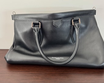 Brand New Black Designer Style faux leather top handle