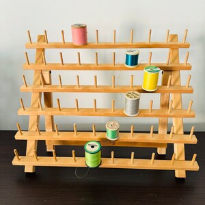 12-reel Wooden Thread Stand Holder Rack Sewing Embroidery Storage Organizer, Size: 7.87 x 5.51 x 1.97