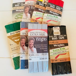 Bias Tape By Wrights Extra Wide Double Fold For Sewing - Quilting - Crafting - Home Decor - Vintage Multiple Colors