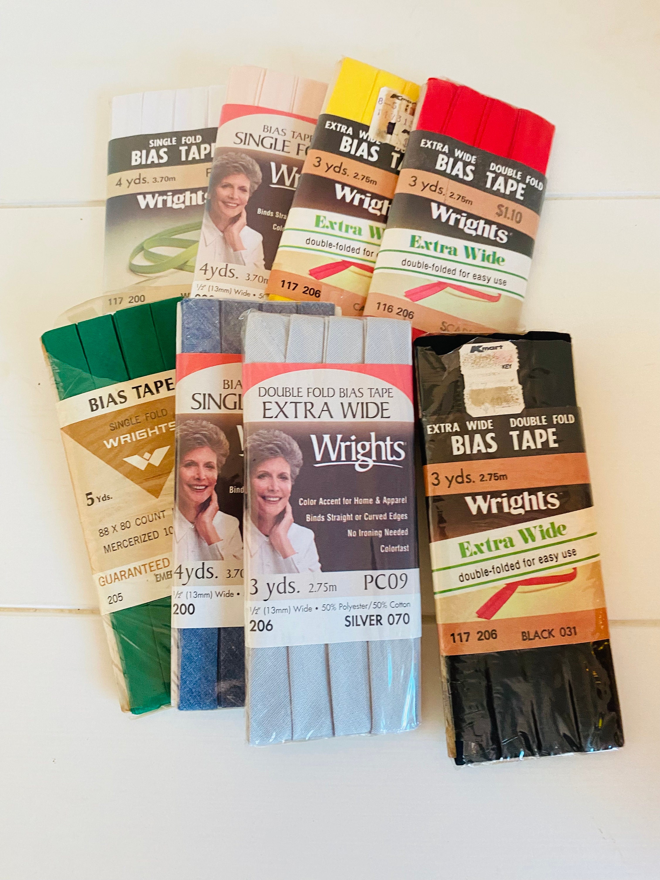 Extra Wide Double Fold Bias Tape by Wrights 1/2 Inch 55 Polyester