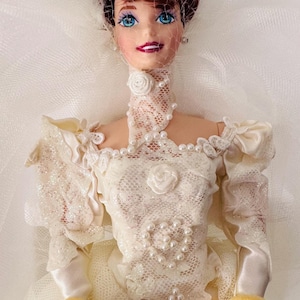 Limited Edition Romantic Rose Bride Porcelain Barbie Doll Vintage Barbie The Wedding Flower Collection Second In A Series Collectible Barbie