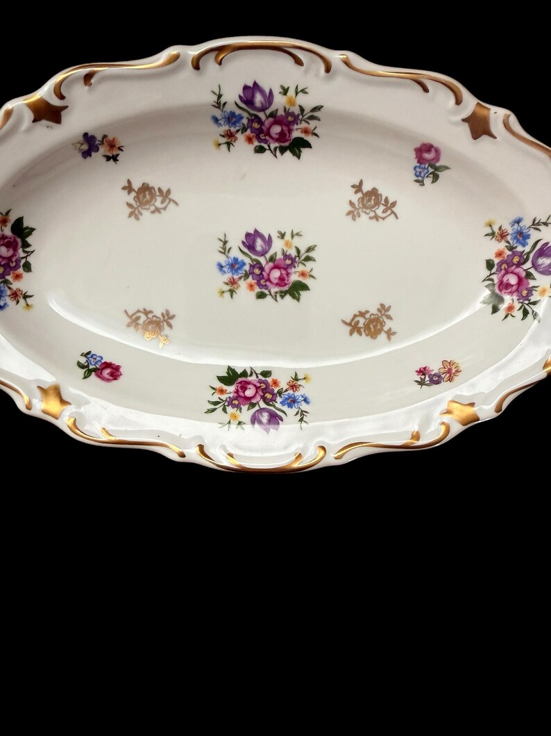 Vintage Reichenbach German Porcelain, 9-inch Oval Serving Dish, Gold ...