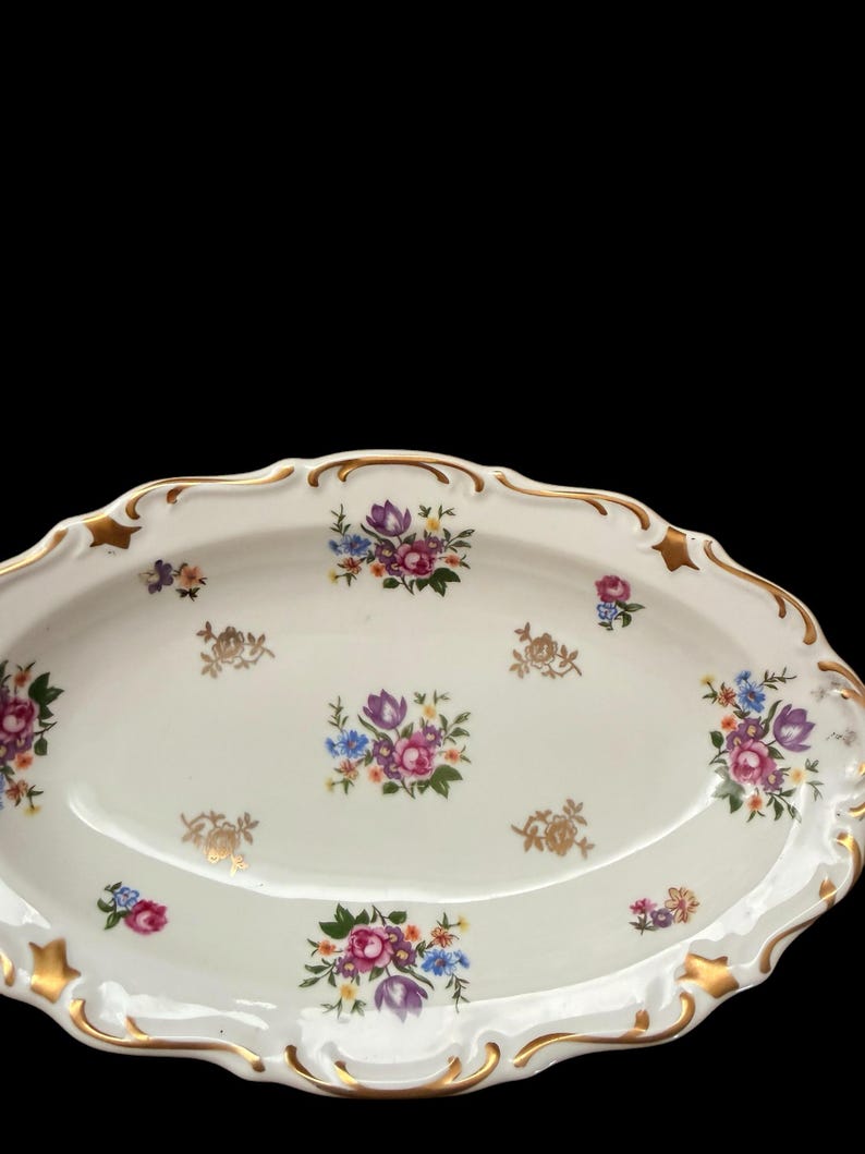 Vintage Reichenbach German Porcelain, 9-inch Oval Serving Dish, Gold ...