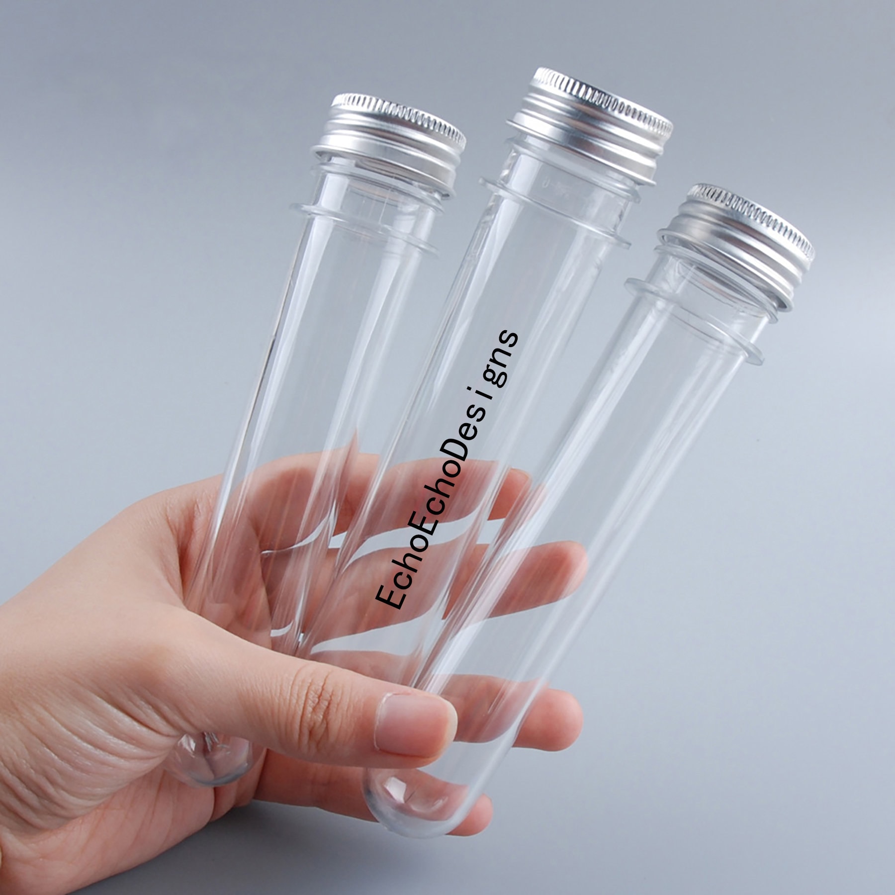 IPOTCH 10pcs Clear Plastic Test Tube with Caps Sample Containers Bottles Beads Storage 