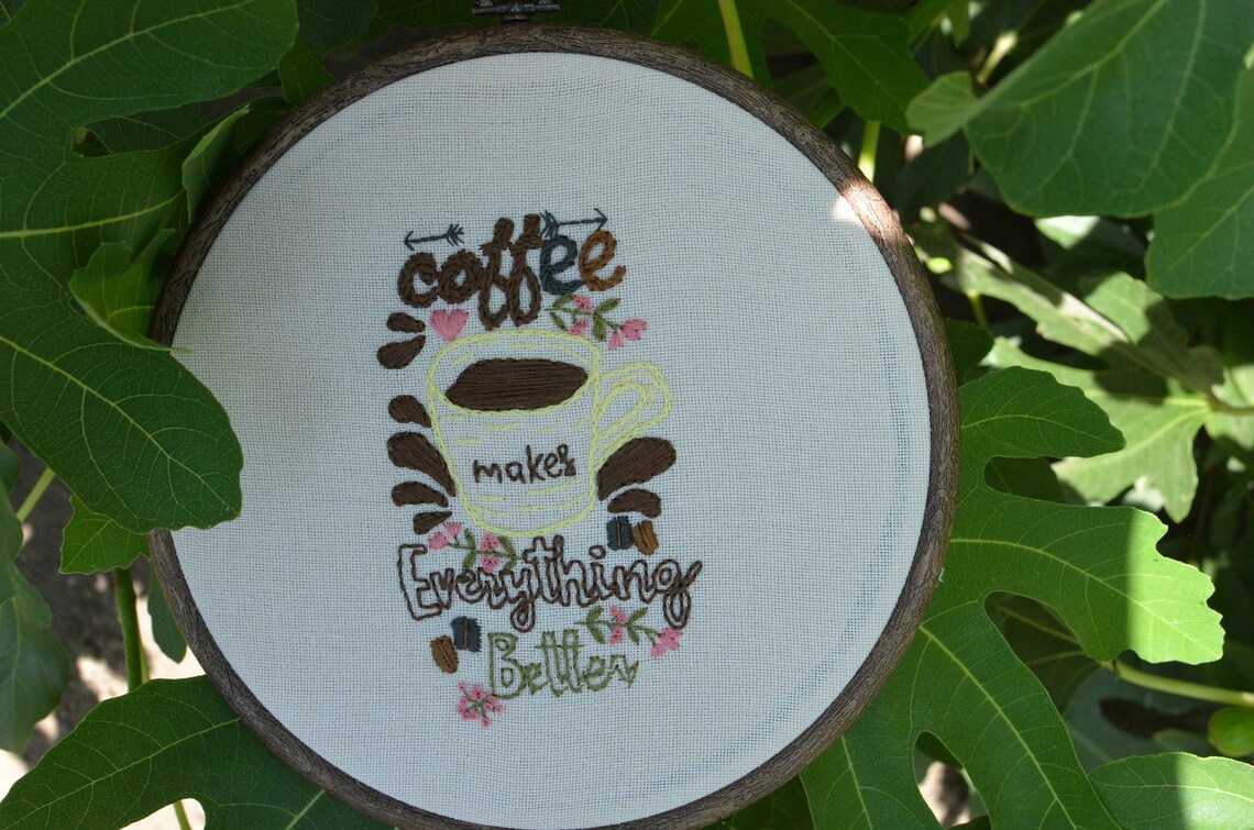 Stickbild mit Kaffeedruck und Text Coffee makes | Etsy