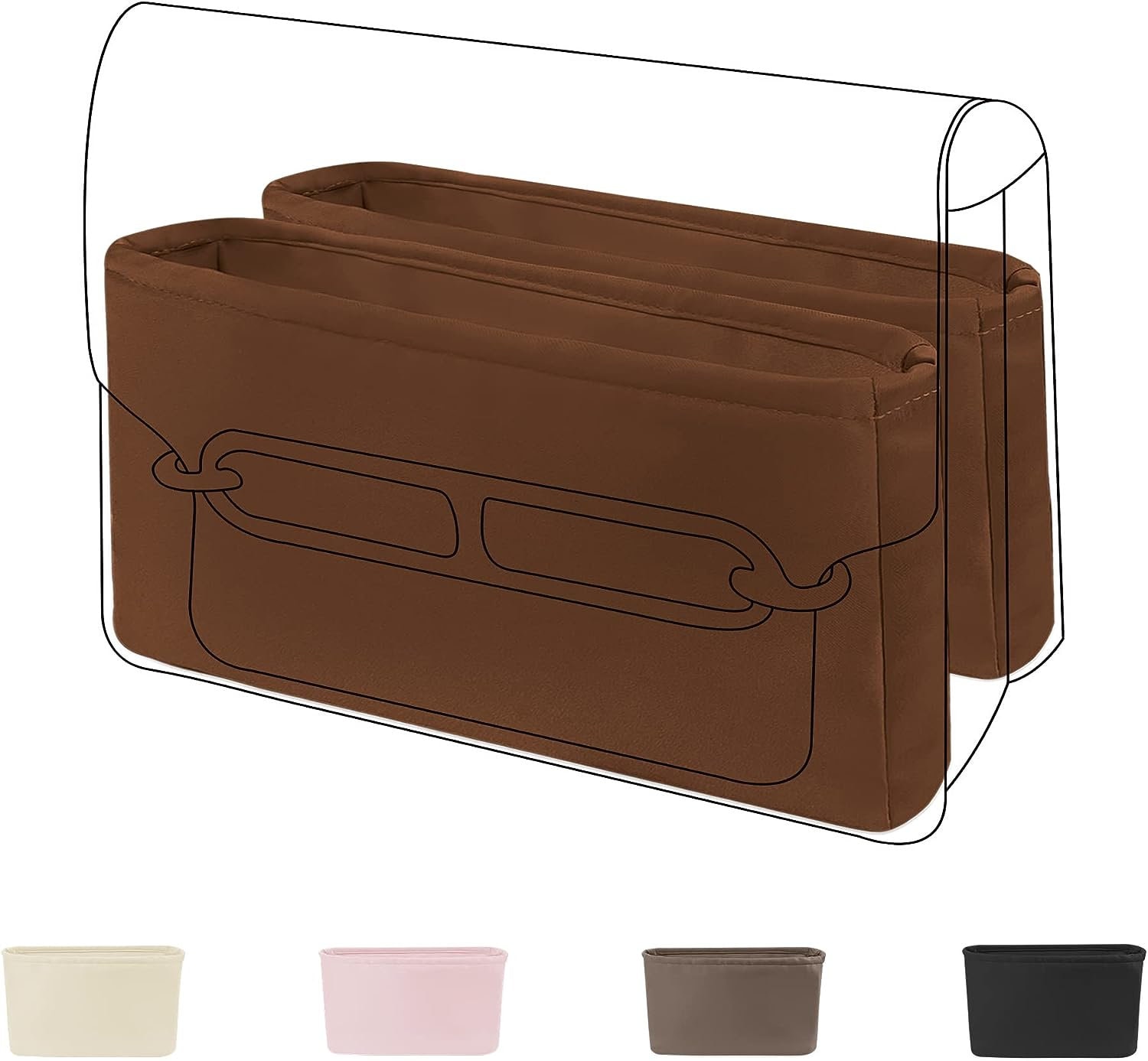 Shop WADORN Felt Purse Organizer Insert with Handbag Base Shaper