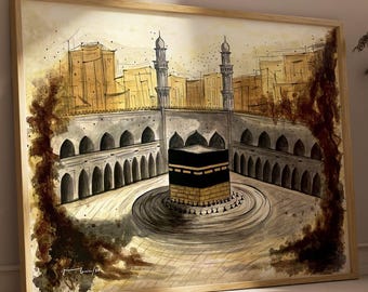 Holy Kaaba Canvas Painting - Islamic Mecca Wall Art