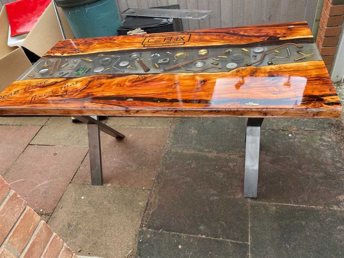 Custom Handmade Live Edge Resin Tables Made to Order, Dining Table