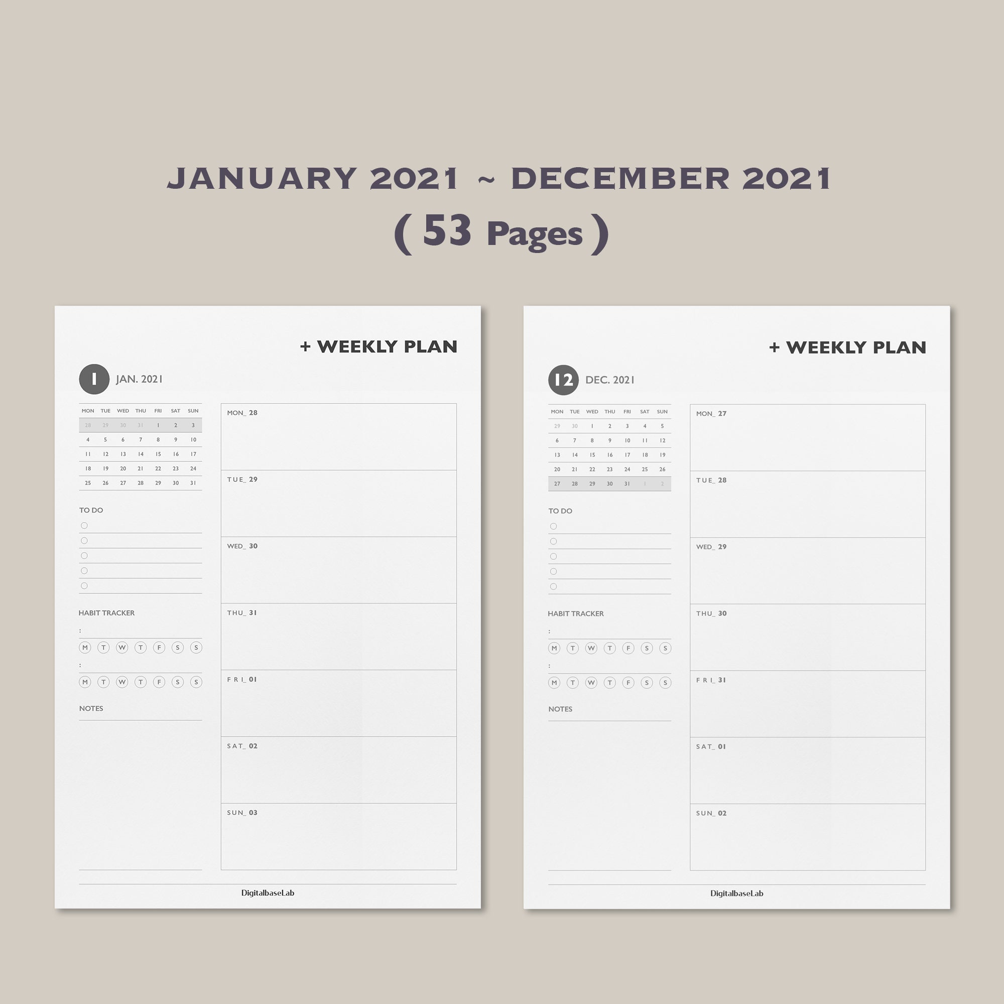 2021 Weekly Planner Printable/ Week Planner Inserts/week Planner Pages ...