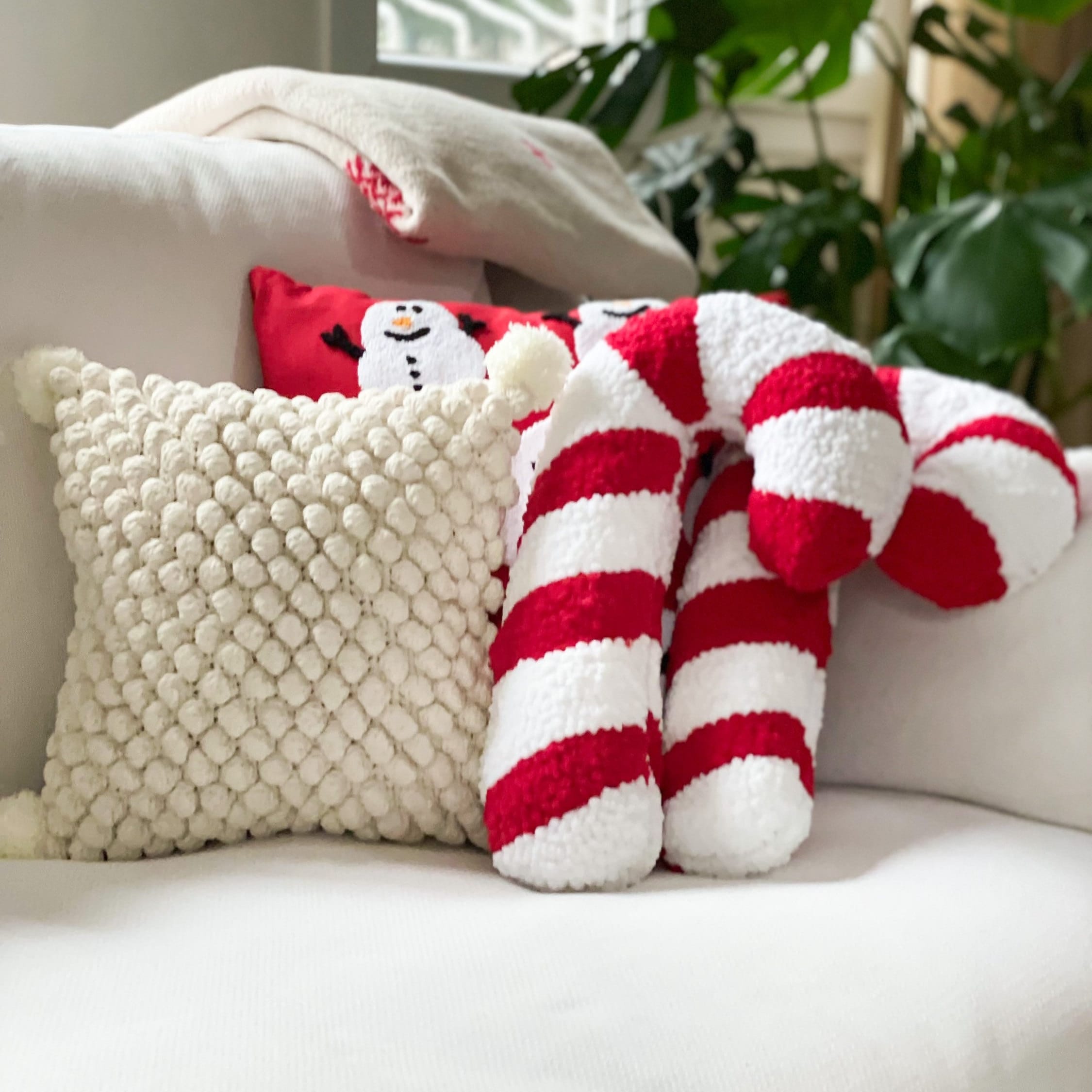 Candy Cane Pillow Adorable Christmas Decoration for Home Etsy