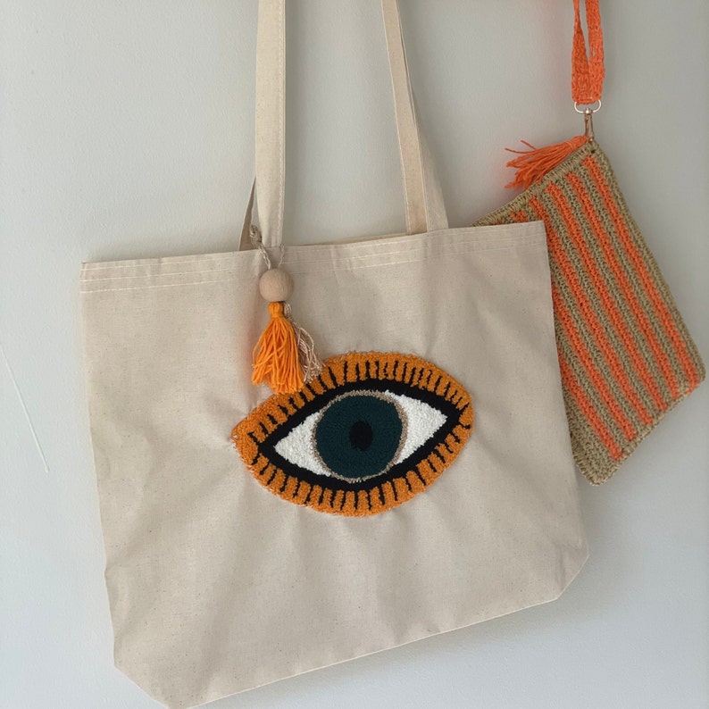 Tote Bags, Punch Needle Tote Bag, Handmade Tote Bag, Punch Bag, Messenger Bag, Market Bag, image 5