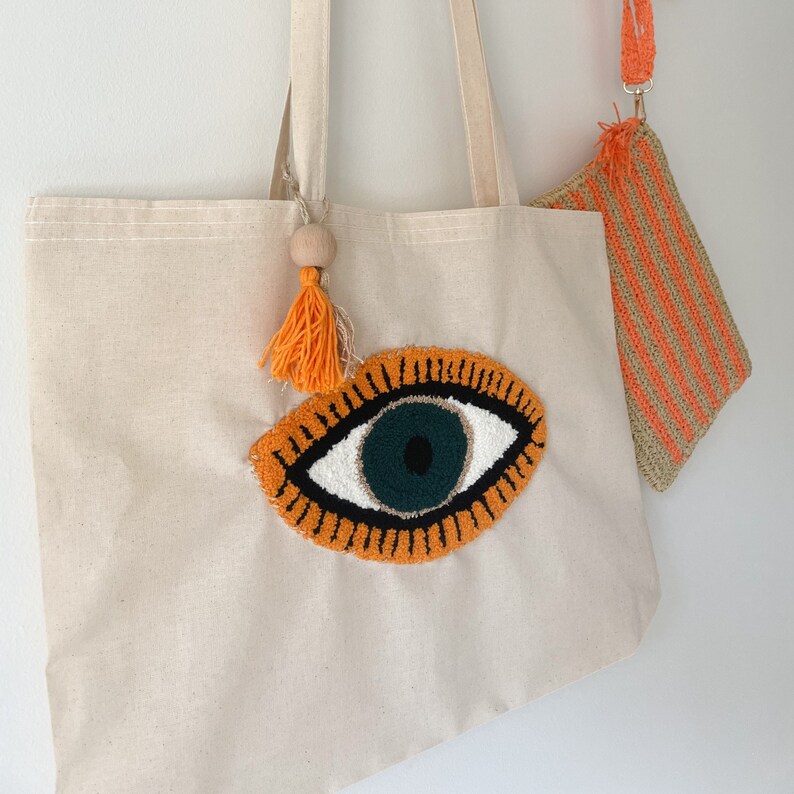 Tote Bags, Punch Needle Tote Bag, Handmade Tote Bag, Punch Bag, Messenger Bag, Market Bag, image 7