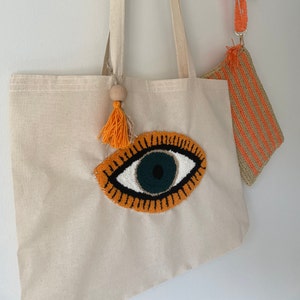 Tote Bags, Punch Needle Tote Bag, Handmade Tote Bag, Punch Bag, Messenger Bag, Market Bag, image 3