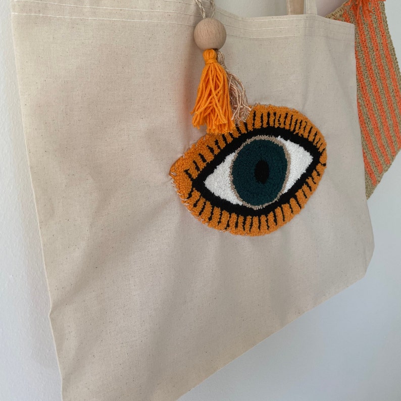 Tote Bags, Punch Needle Tote Bag, Handmade Tote Bag, Punch Bag, Messenger Bag, Market Bag, image 2