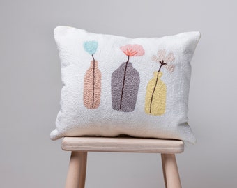 Handmade Punch Needle, Decorative Pillows, Hand Tufted Punch Needle Pillow, Handmade Unique Embroidered Cushion Cover, Embroidery Pillow