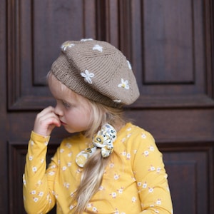 Knit French Beret For Girl Fall bonnet Knit Girl Hat Embroidery beret Spring Hat for girl Cotton beret French beret for kids Knitted Hat