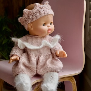 Minikane Kleidung Stricken Kronen Outfit für Puppenmütze Für Puppen Miniland Bommel Mütze Puppe Baby Doll Outfit Miniland Puppenkleidung Puppen-Strampler