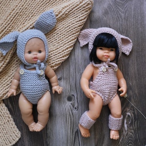Minikane doll Outfit Miniland Bonnet Outfit For dolls Waldorf toy Doll Bonnet Minikane Clothes Knit Doll Outfit Knit Romper for Doll
