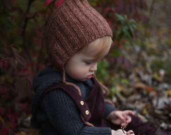 Knit Baby Bonnet Elf bonnet Unisex Baby Hat Pixie Hat Baby shower gift  Winter Bonnet Wool Pixie Bonnet Handknitted  Gnome Hat Toddler