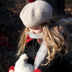 French Beret For Girl Kid Hat  Knit Beret PomPom Beret Wool Knit Beret Knit Hat for Toddler Knitted Beret Christmas stocking
