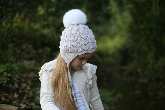 BEAU BONNET FILLE ENFANT 10 ANS TOUT DOUX EN LAINE COULEUR BLANC