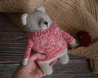 Knitted Toy Stuffed Toy Knitted Toys Custom Teddy Bear Knit Bear ToyFor Baby Handmade Bear Sleeping Toy Knit Animal Knitted Toy Soft Knitted