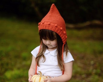 Pixie Baby Bonnet  Winter Baby Gnome Hat Wool Popcorn Handknitted Hat ToddlerHat Baby Photo Props Fall  Bonnet Pixie Bonnet Minikane Clothes