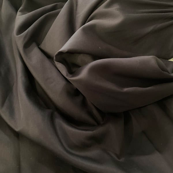 Black organic bamboo silk fabric; vegan silk; sustainable fabric; fabric sample