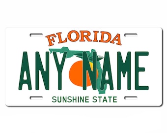 Florida Sunshine State - USA Custom Metal License Plate, Americana, US States, Handmade in the UK- Personalised/Customised