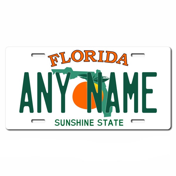 Florida Sunshine State - USA Custom Metal License Plate, Americana, Amerikaanse staten, Handgemaakt in het Verenigd Koninkrijk- Gepersonaliseerd / Aangepast