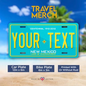 New Mexico - USA Custom Metal License Plate, Americana, US States, Handmade in the UK- Personalised/Customised