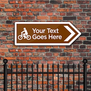 Personalised Tourist Information Cycling Route Metal Arrow Sign – Custom Directional Sign 400 x 141 mm