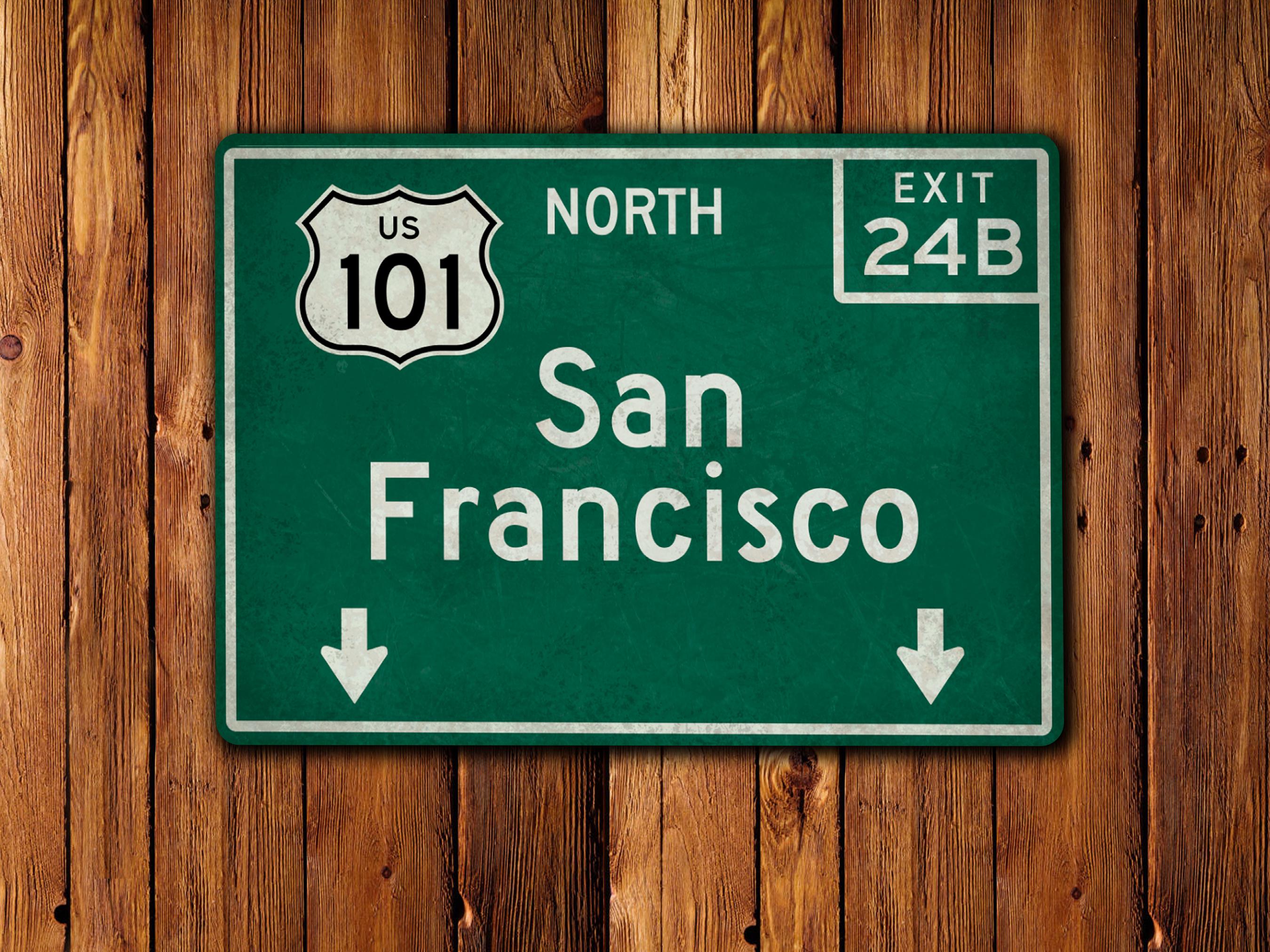 アメリカ サンフランシスコ 看板 道路標識 サンフランシスコ、US 101 ハイウェイ - 米国の道路標識、街路標識