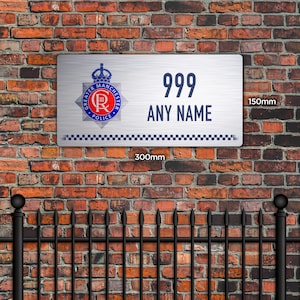 Personalised Greater Manchester Police Brushed Metal Sign – Custom Name & Collar Number | GMP Crest |Police Plaque | Officer Gift or Display