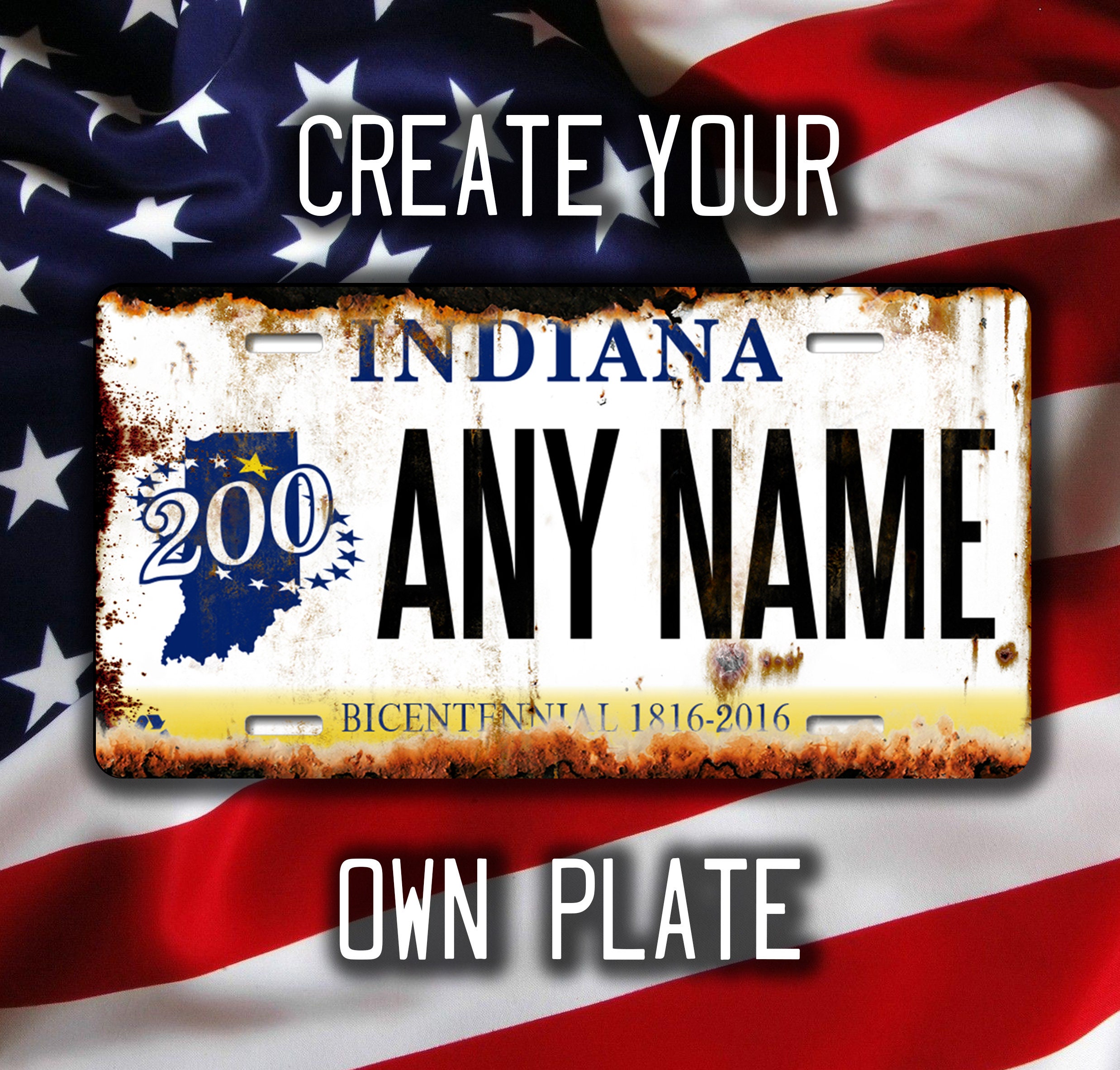 Indiana 200 USA Custom Metal License Plate Americana Etsy España