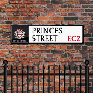 Princes Street - Cartello stradale della City of London - Targa in metallo / Decorazione vintage londinese / Regalo britannico / Decorazione murale per bar, ufficio o caverna dell'uomo